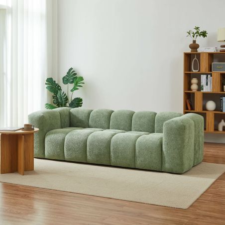 Canapé droit fixe TASTA 3 places tissu vert olive