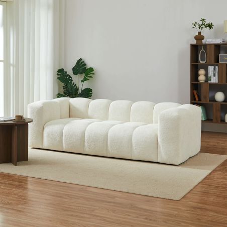 Canapé droit fixe TASTA 3 places tissu beige