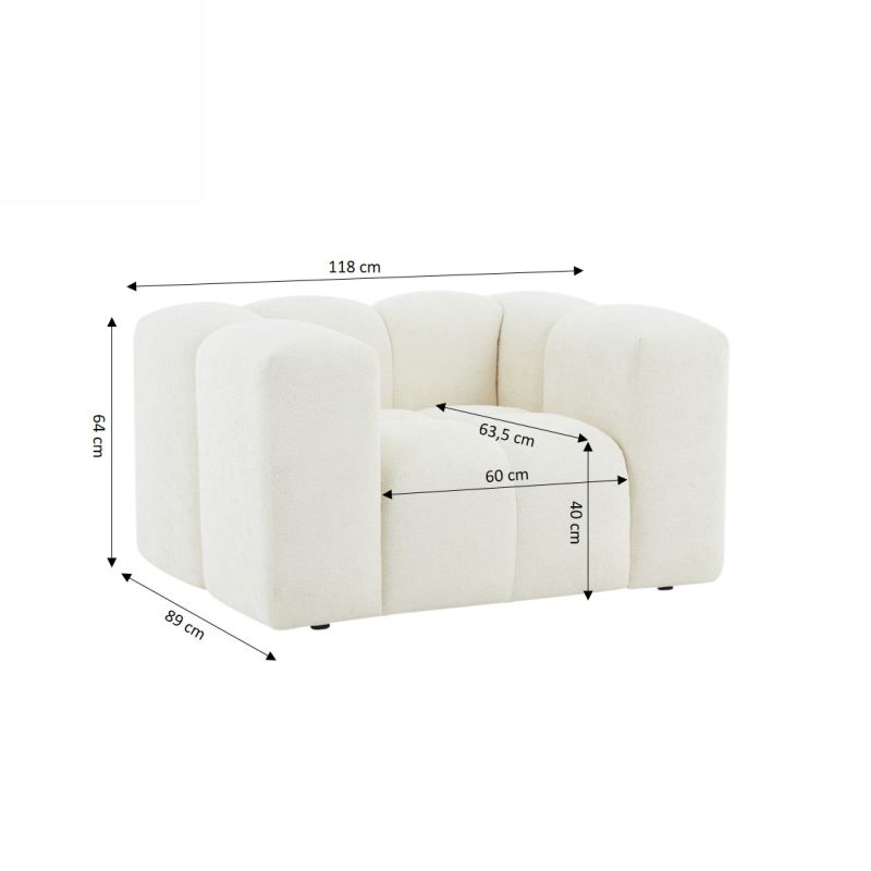 Fauteuil fixe TASTA 1 place tissu beige