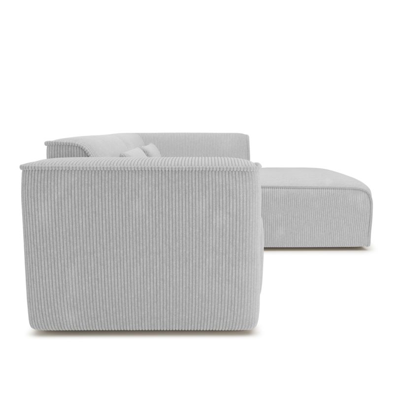 Canapé d'angle droit fixe NUNA 4 places velours côtelé gris