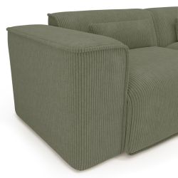 Canapé d'angle droit fixe NUNA 4 places velours côtelé vert