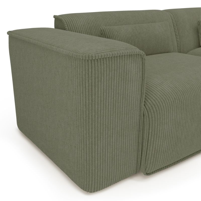 Canapé d'angle droit fixe NUNA 4 places velours côtelé vert