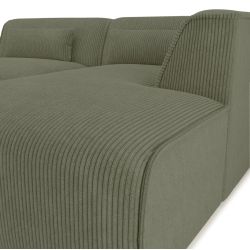 Canapé d'angle droit fixe NUNA 4 places velours côtelé vert