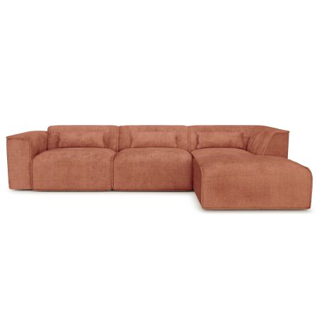 Canapé d'angle droit fixe NUNA 5/6 places tissu terracotta