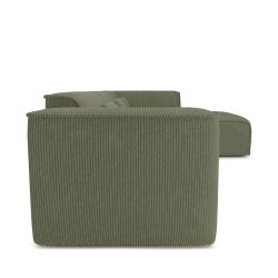 Canapé d'angle droit fixe NUNA 5/6 places velours côtelé vert