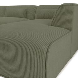 Canapé d'angle droit fixe NUNA 5/6 places velours côtelé vert