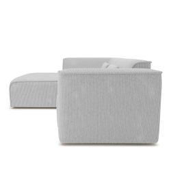 Canapé d'angle gauche fixe NUNA 4 places velours côtelé gris