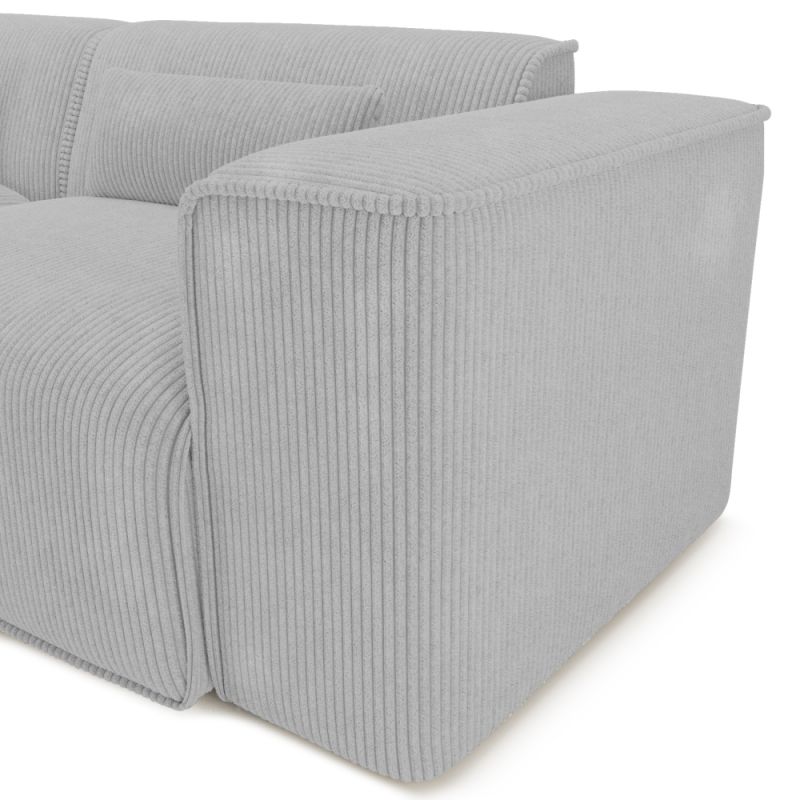 Canapé d'angle gauche fixe NUNA 4 places velours côtelé gris