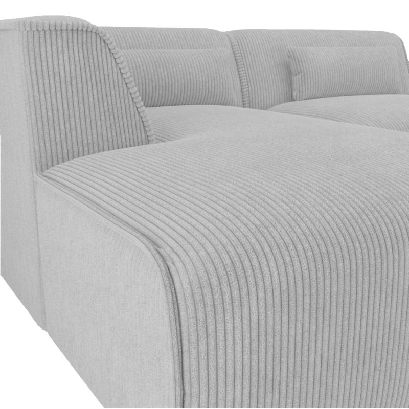 Canapé d'angle gauche fixe NUNA 4 places velours côtelé gris