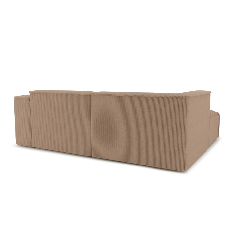 Canapé d'angle gauche fixe NUNA 4 places velours côtelé marron