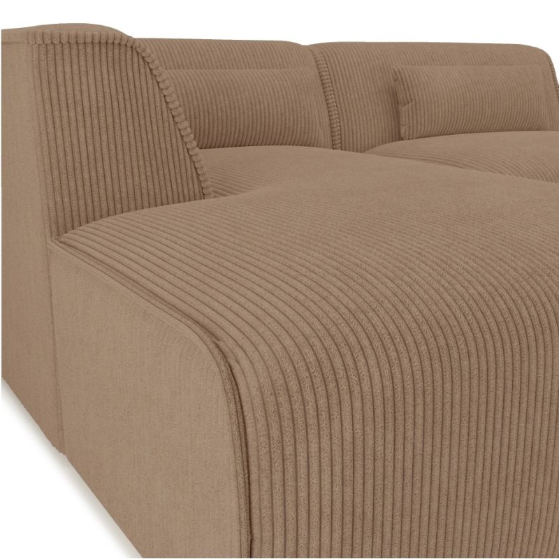 Canapé d'angle gauche fixe NUNA 4 places velours côtelé marron