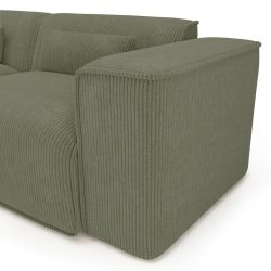 Canapé d'angle gauche fixe NUNA 4 places velours côtelé vert