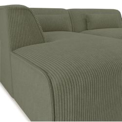 Canapé d'angle gauche fixe NUNA 4 places velours côtelé vert