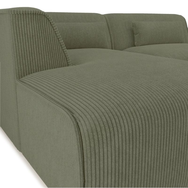 Canapé d'angle gauche fixe NUNA 4 places velours côtelé vert