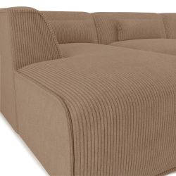 Canapé d'angle gauche fixe NUNA 5/6 places velours côtelé marron