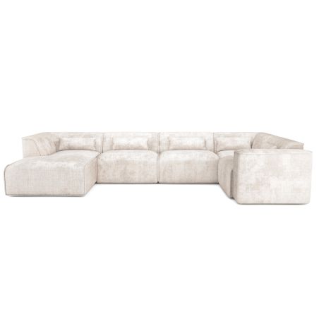Canapé panoramique fixe NUNA 7 places chaise gauche tissu beige