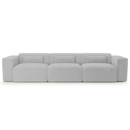 Canapé droit fixe NUNA 4/5 places velours côtelé gris
