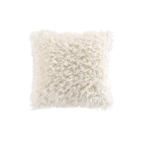 Coussin carré DOOD 45x45cm déhoussable imitation fourrure écru