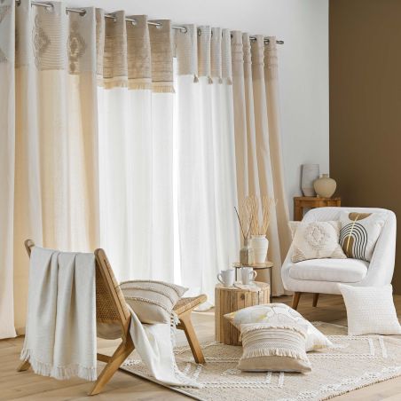 Coussin carré TRAS 45x45cm déhoussable en coton et polyester beige