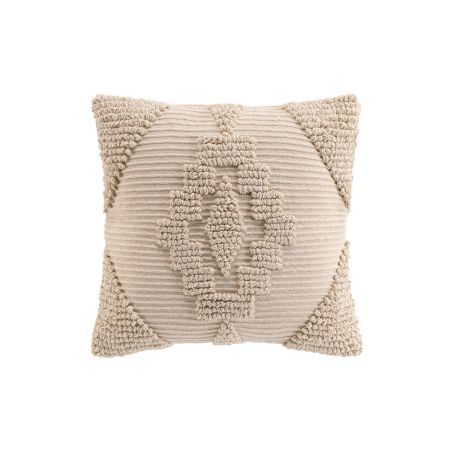 Coussin carré TRAS 45x45cm déhoussable en coton et polyester beige