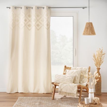 Coussin rectangulaire TEPI 30x50cm déhoussable en coton et polyester écru