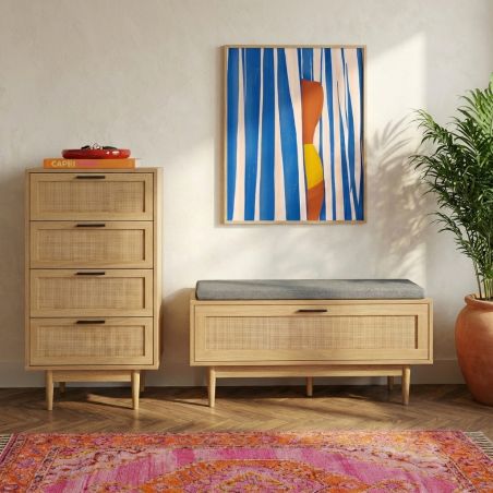 Banc à chaussures AMANA cannage rotin