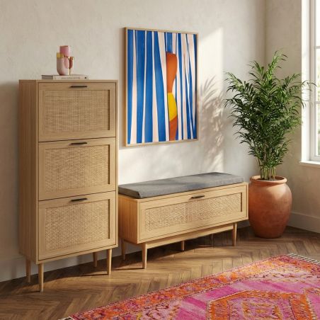 Meuble à chaussures AMANA cannage rotin