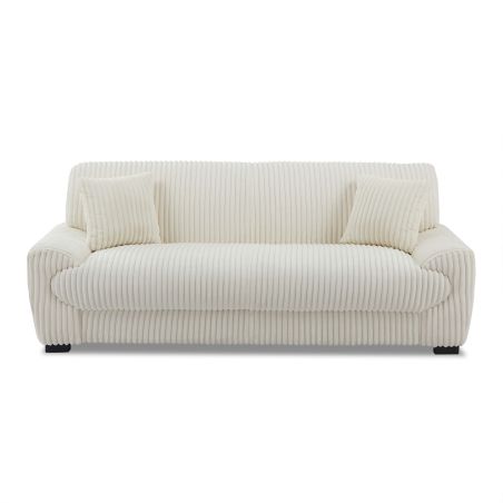 Canapé droit fixe ADEA 3 places velours côtelé beige