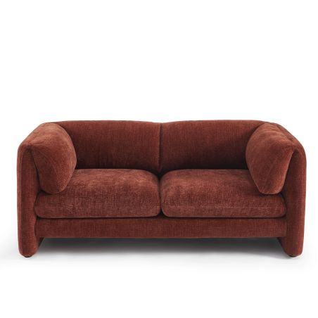 Canapé droit fixe NIKKI 2 places velours texturé terracotta