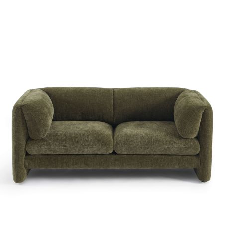 Canapé droit fixe NIKKI 2 places velours texturé vert