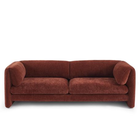 Canapé droit fixe NIKKI 3 places velours texturé terracotta