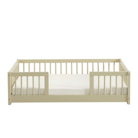 Lit enfant avec barrières EDEN 70x140 pin massif beige sommier inclus