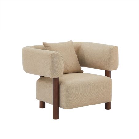Fauteuil fixe BRAZZA 1 place tissu beige sable