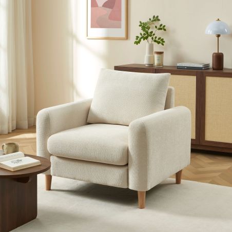 Fauteuil fixe CALIBA 1 place tissu chenille beige
