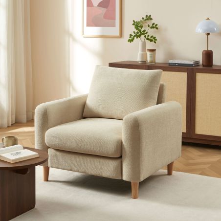Fauteuil fixe CALIBA 1 place tissu chenille taupe