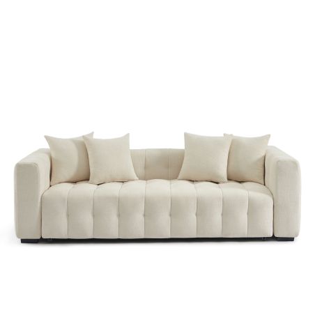 Canapé droit convertible LEVIA 3 places tissu beige