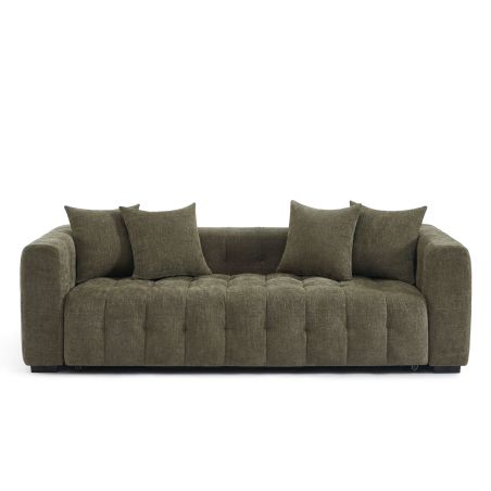 Canapé droit convertible LEVIA 3 places tissu vert