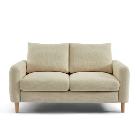 Canapé droit fixe CALIBA 2 places tissu chenille taupe