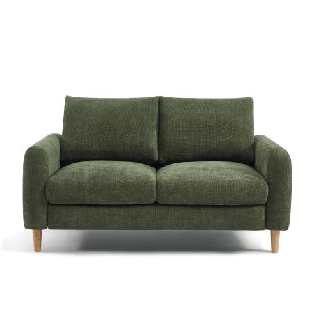 Canapé droit fixe CALIBA 2 places tissu chenille vert