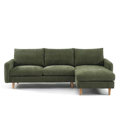 Canapé d'angle réversible fixe CALIBA 4 places tissu chenille vert