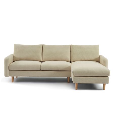 Canapé d'angle réversible fixe CALIBA 4 places tissu chenille taupe