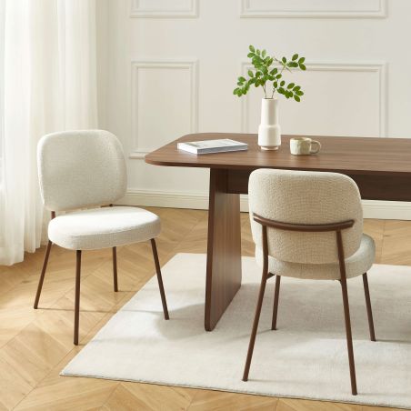 Lot de 2 chaises MOE tissu beige pieds effet bois