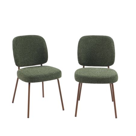 Lot de 2 chaises MOE tissu vert foncé pieds effet bois