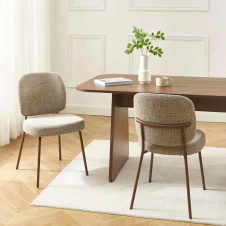 Lot de 2 chaises MOE tissu marron clair pieds effet bois