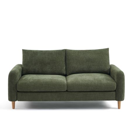 Canapé droit fixe CALIBA 3 places tissu chenille vert